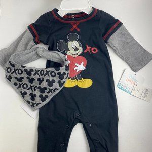 Mickey Mouse One Piece Romper w/bib